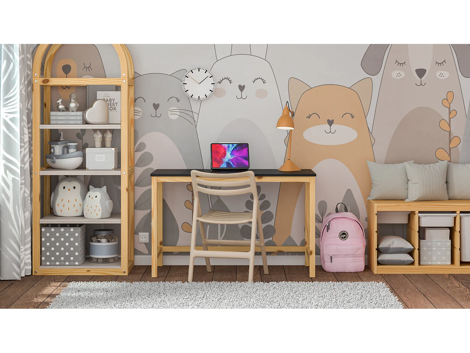 Bureau enfant en pin massif 120x60 blanc