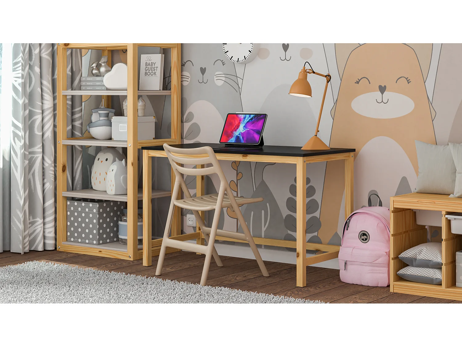 Bureau enfant en pin massif 120x60 blanc