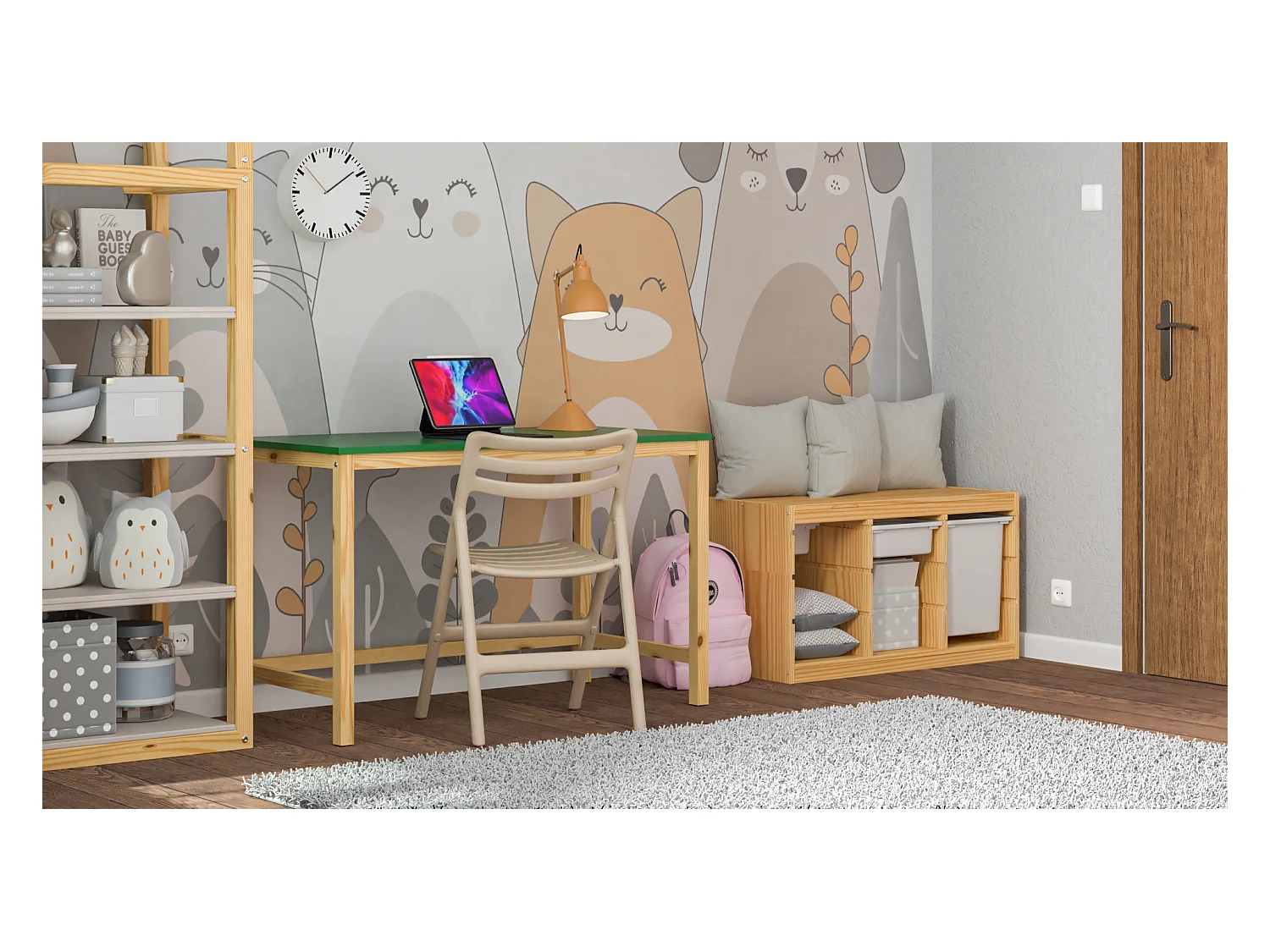 Bureau enfant en pin massif 100x50 naturel