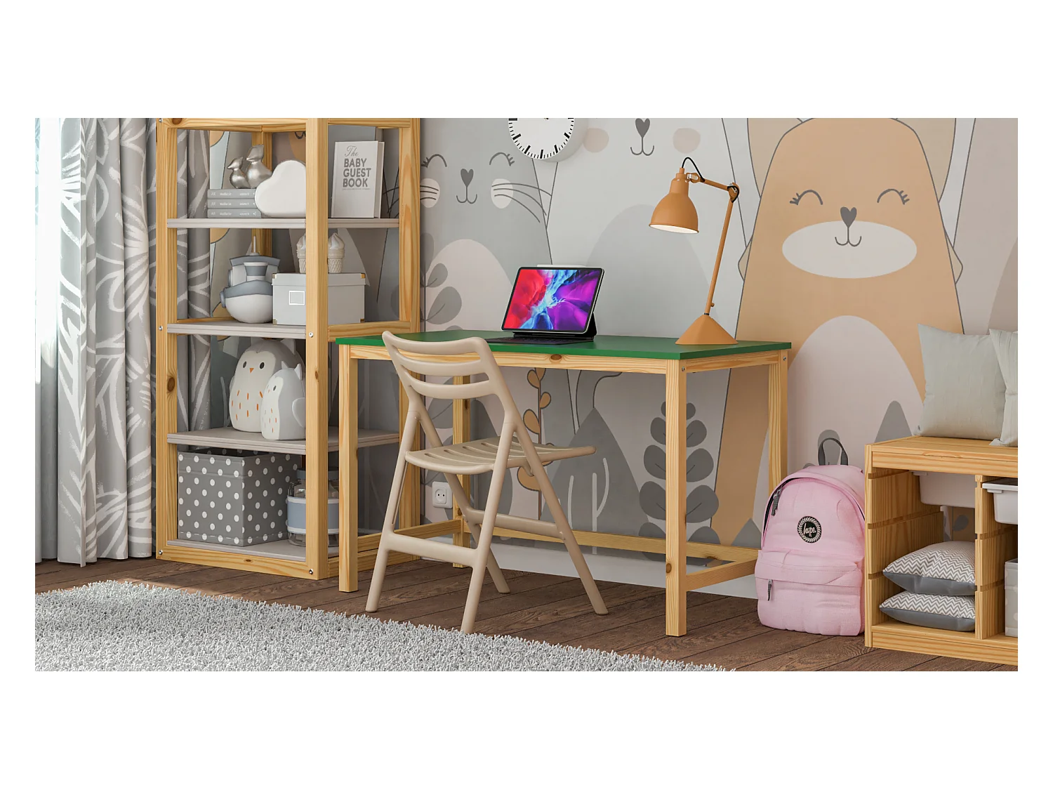 Bureau enfant en pin massif 100x50 naturel