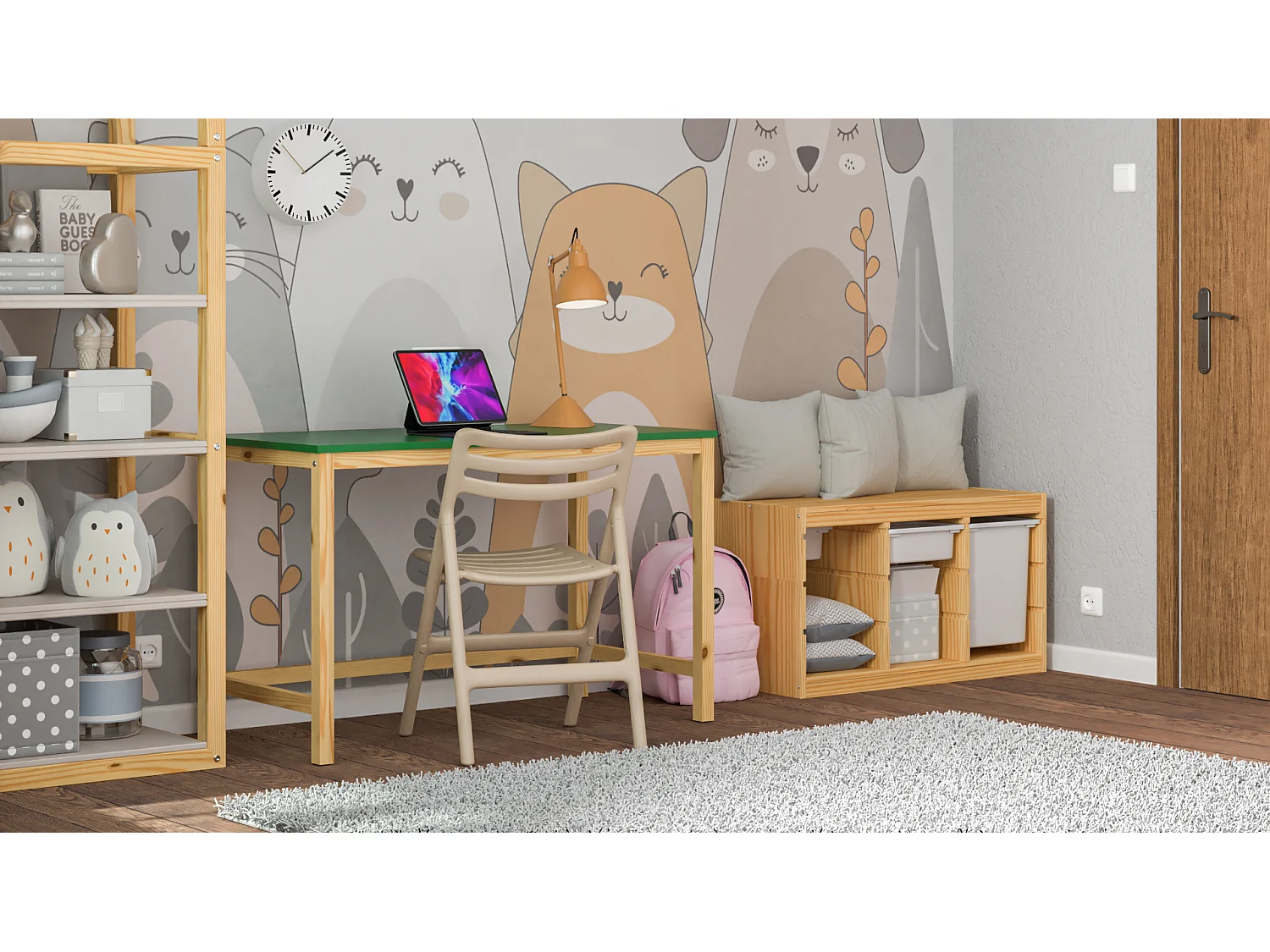 Bureau enfant en pin massif 100x50 naturel