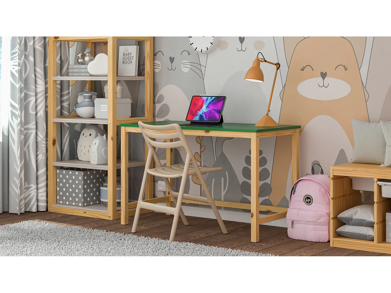 Bureau enfant en pin massif 100x50 naturel