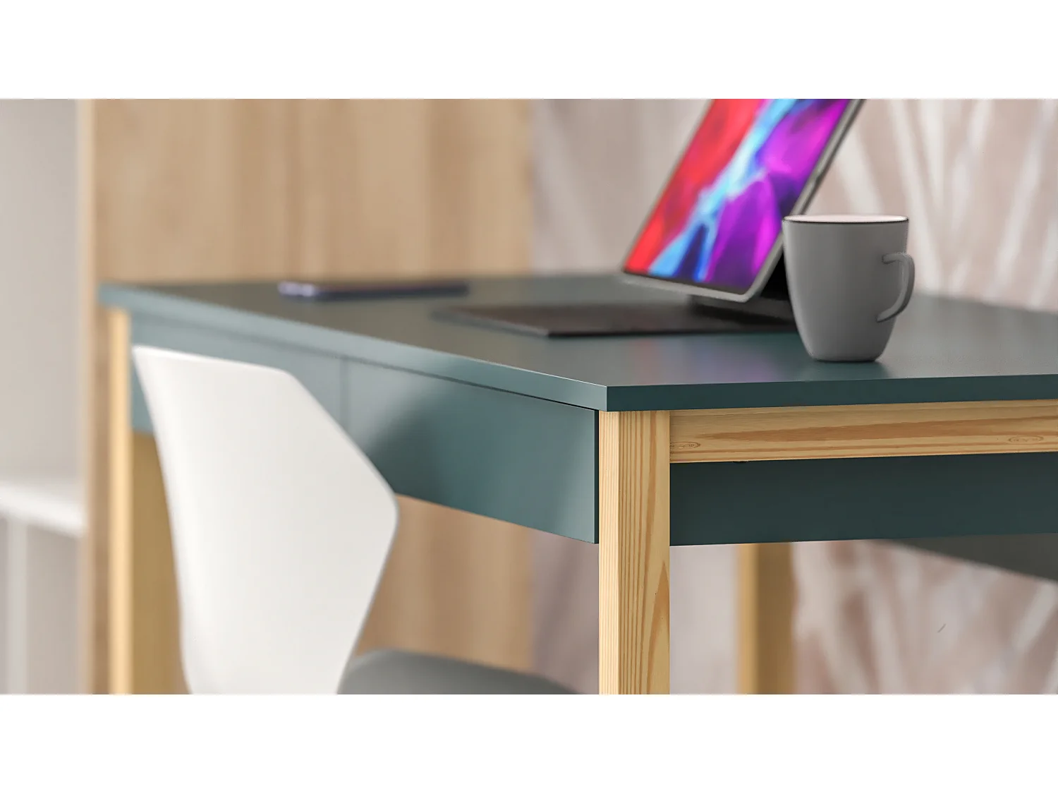 Bureau enfant en pin massif 120x60 blue