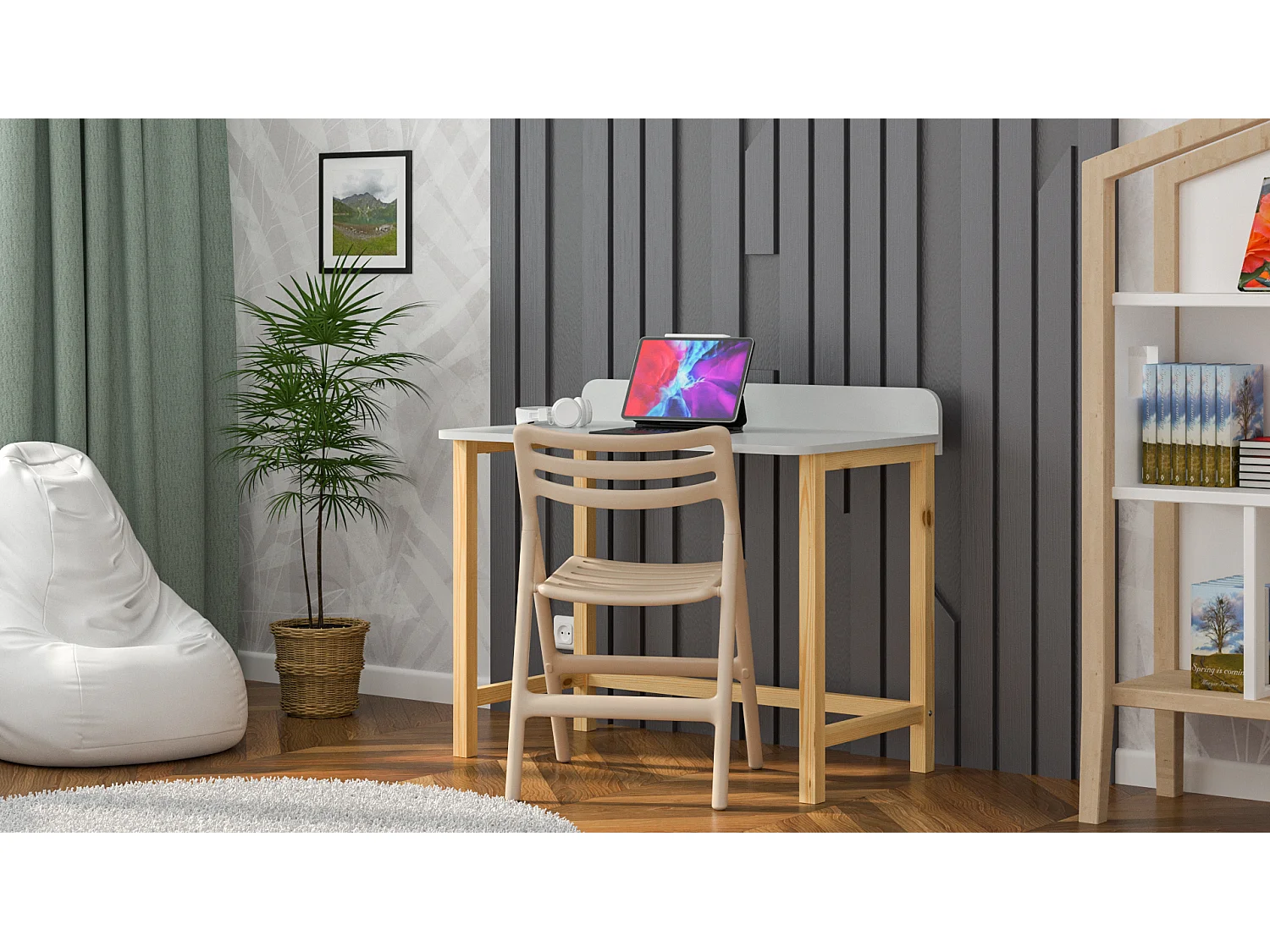 Bureau enfant en pin massif 120x60 vert