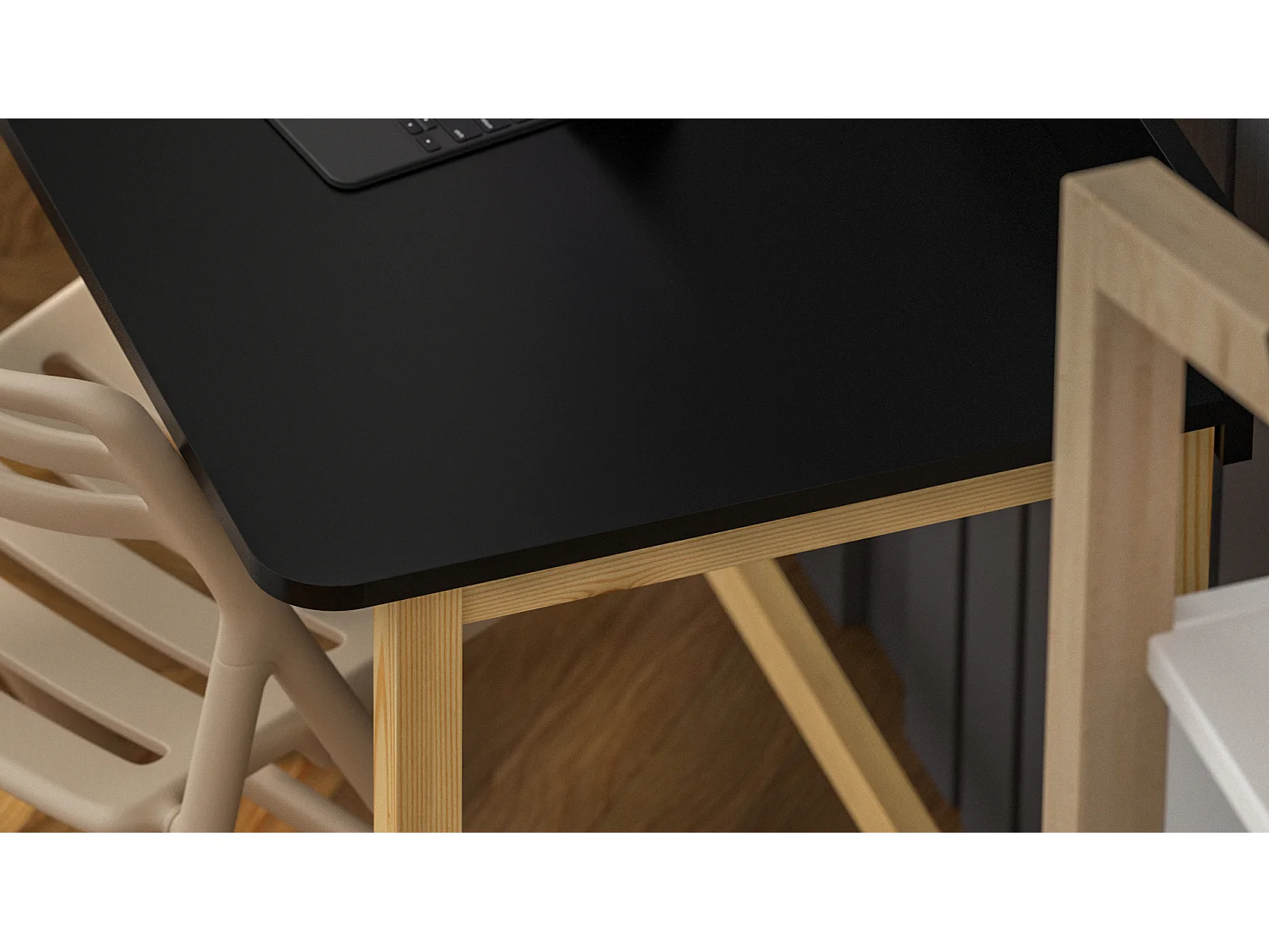 Bureau enfant en pin massif 120x58 noir