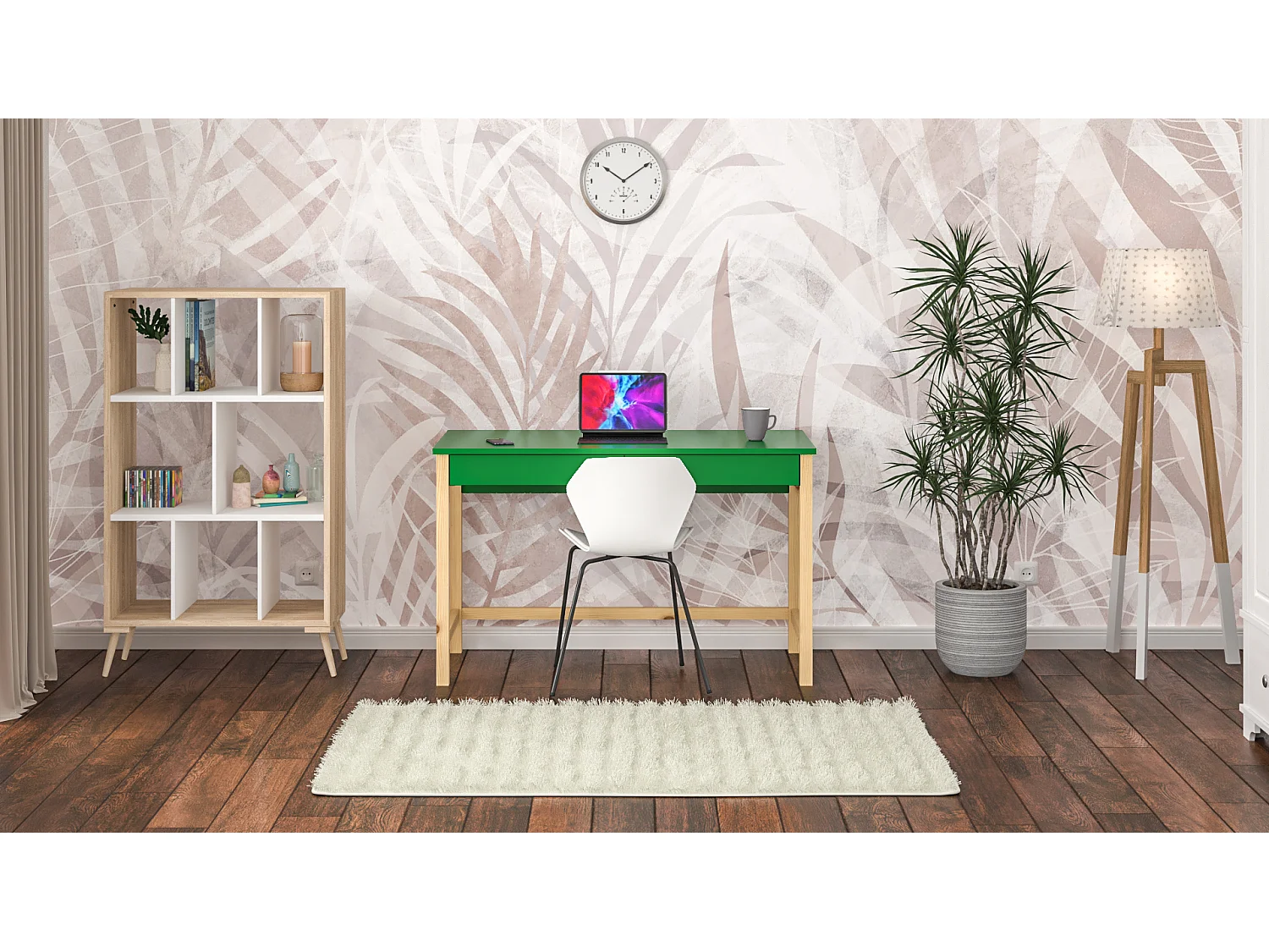 Bureau enfant en pin massif 120x60 vert