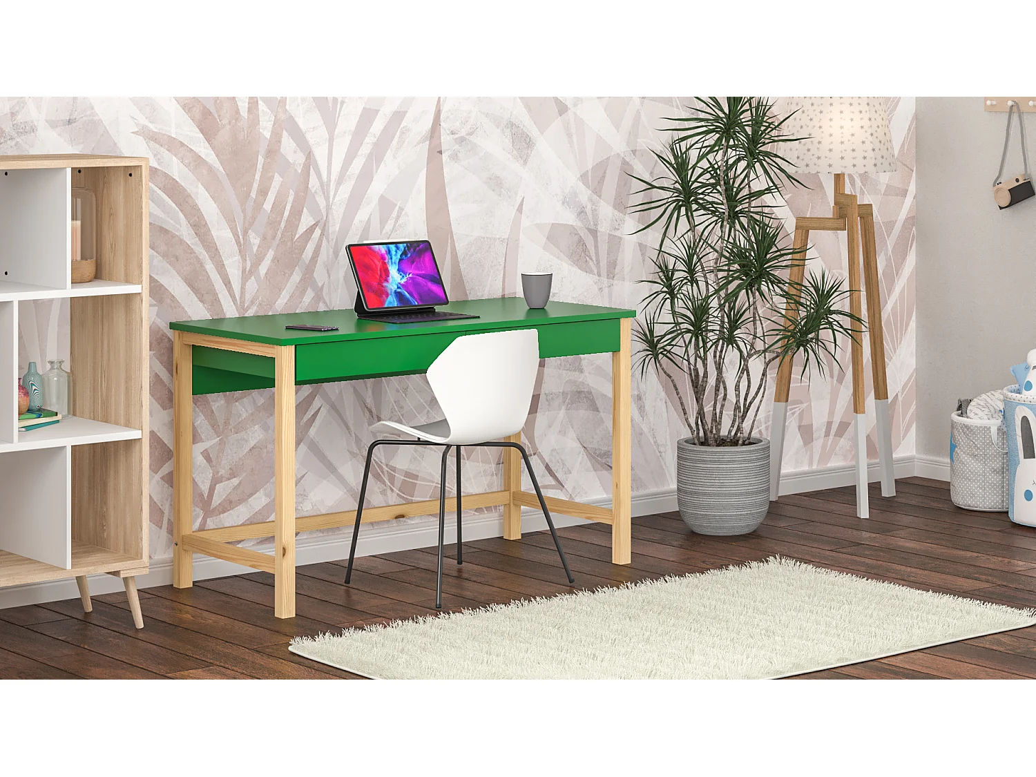 Bureau enfant en pin massif 120x60 vert