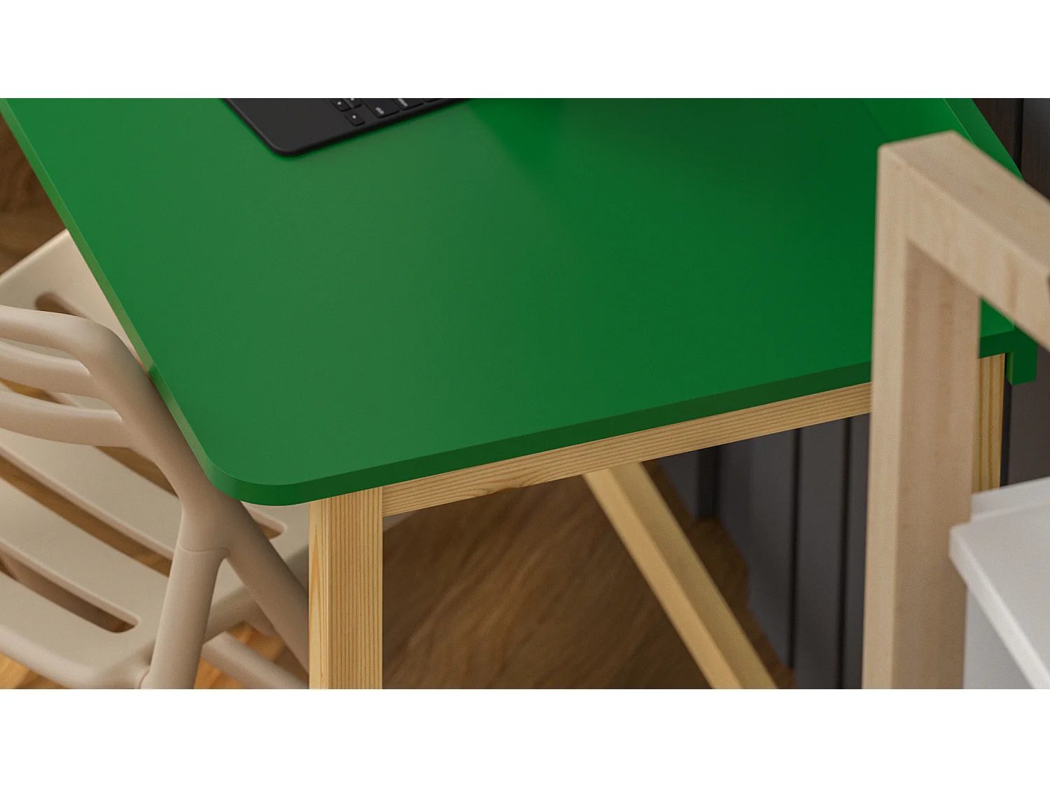 Bureau enfant en pin massif 120x60 jaune