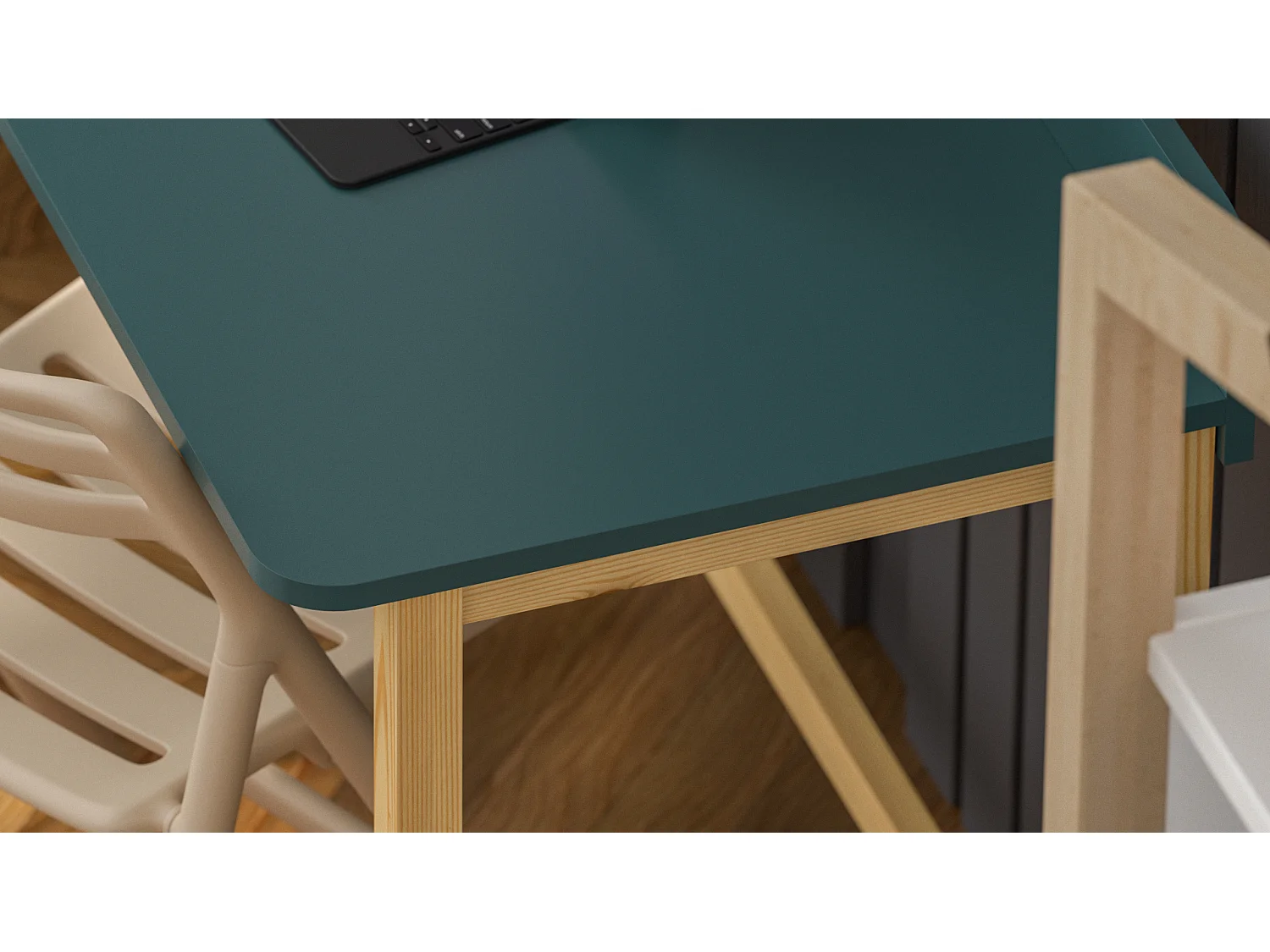 Bureau enfant en pin massif 120x60 gris