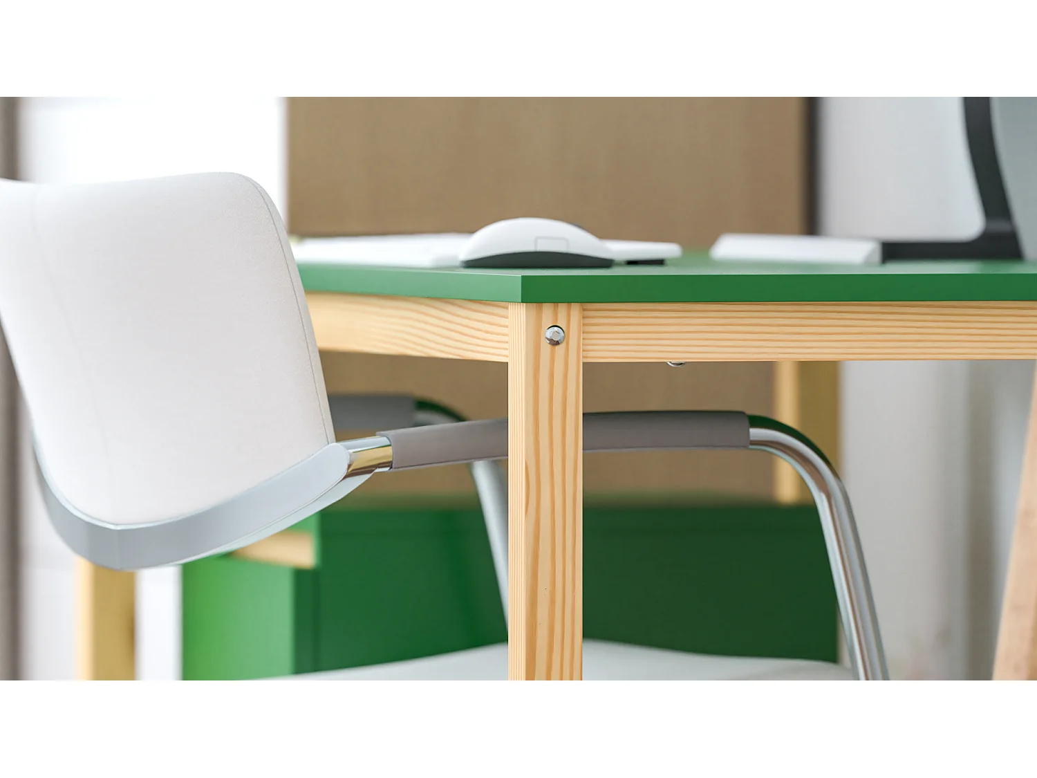 Bureau enfant en pin massif 120x60 vert