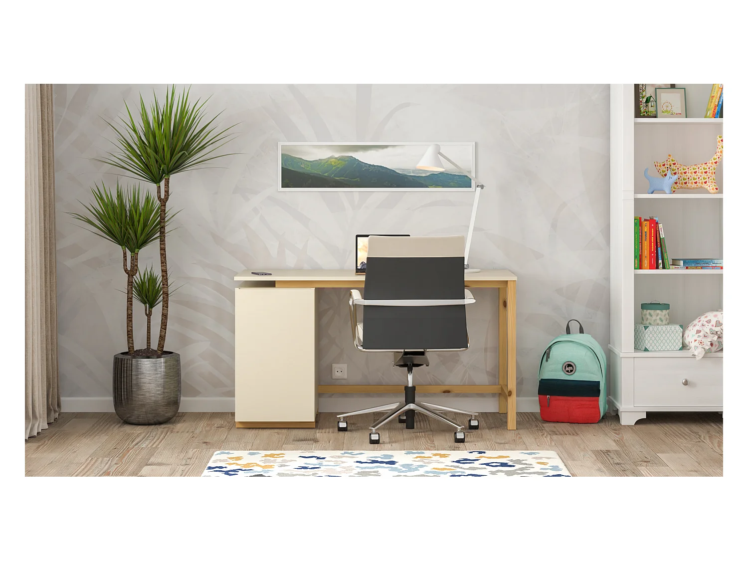 Bureau enfant en pin massif 120x60 beige