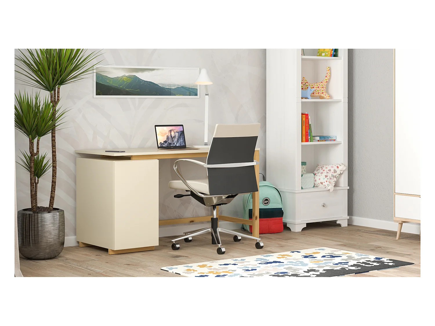 Bureau enfant en pin massif 120x60 beige