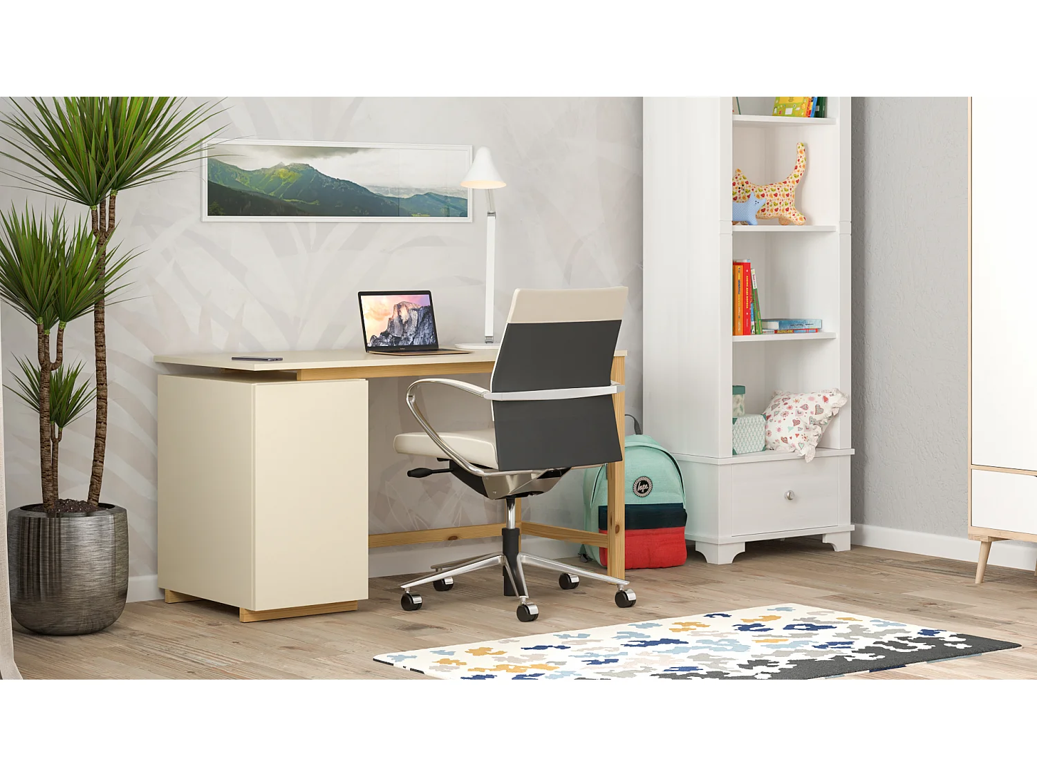 Bureau enfant en pin massif 120x60 beige