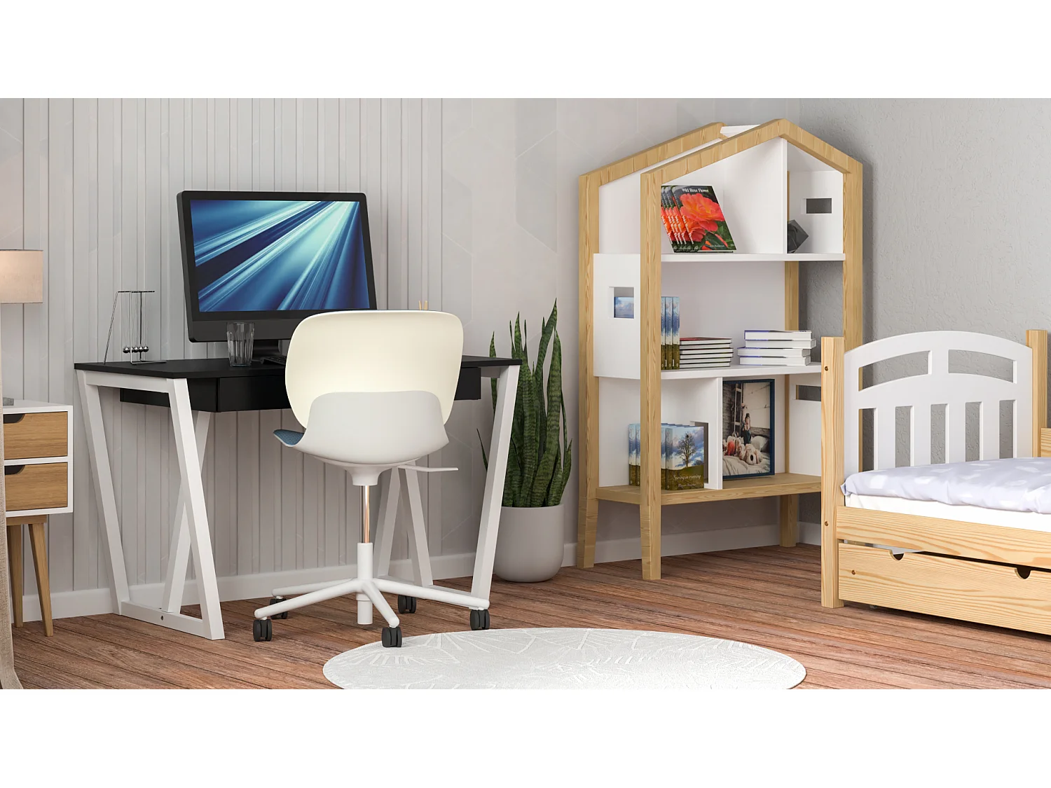 Bureau enfant en pin massif 120x60 noir