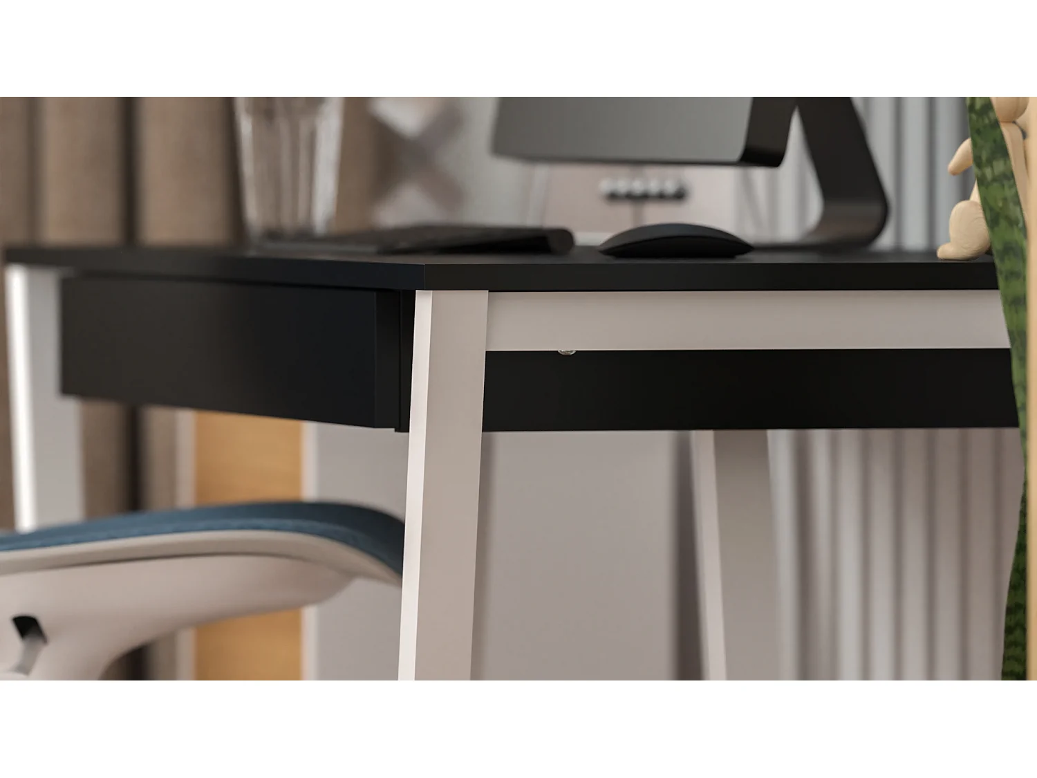 Bureau enfant en pin massif 120x60 noir