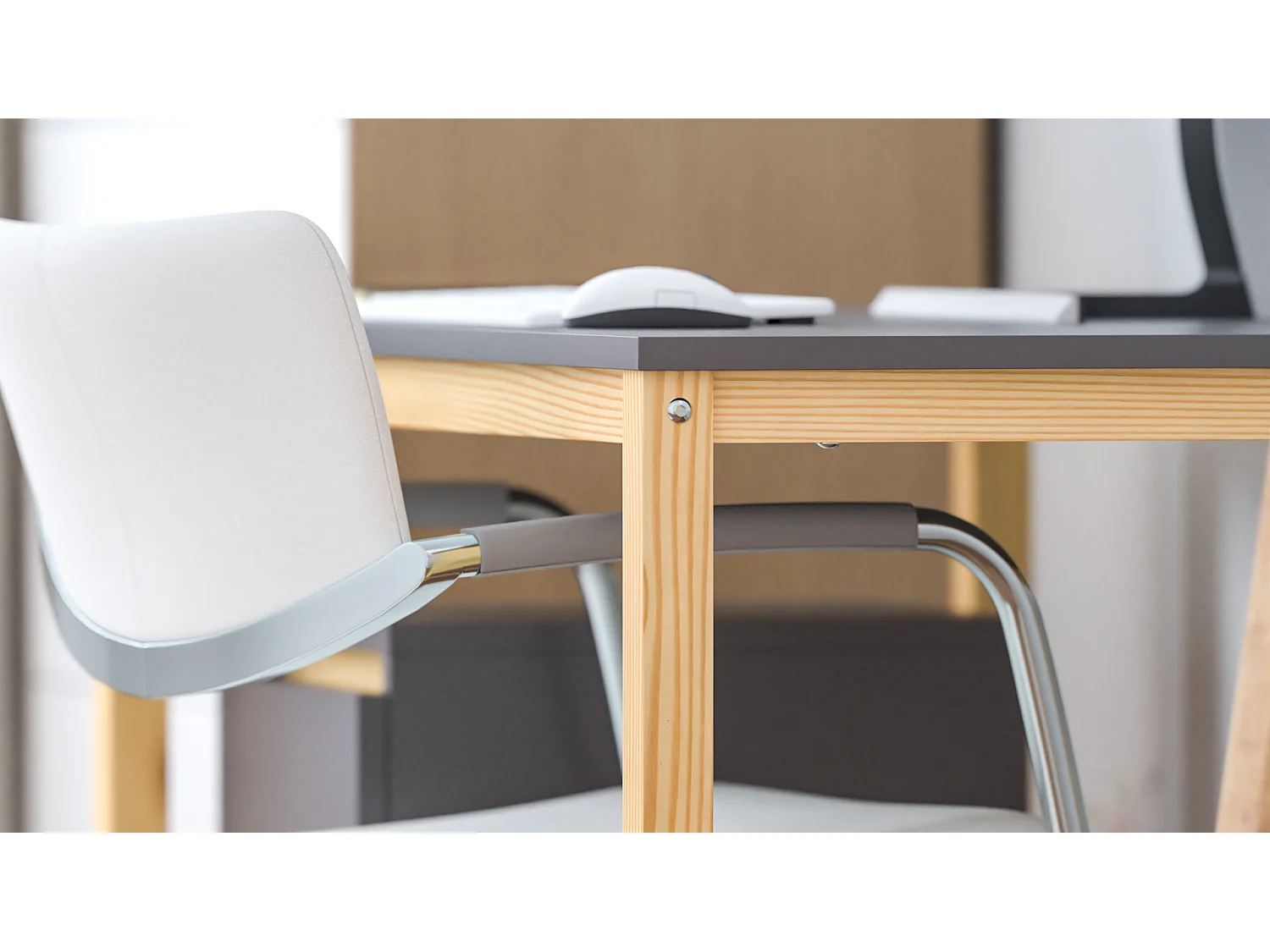 Bureau enfant en pin massif 120x60 gris foncé