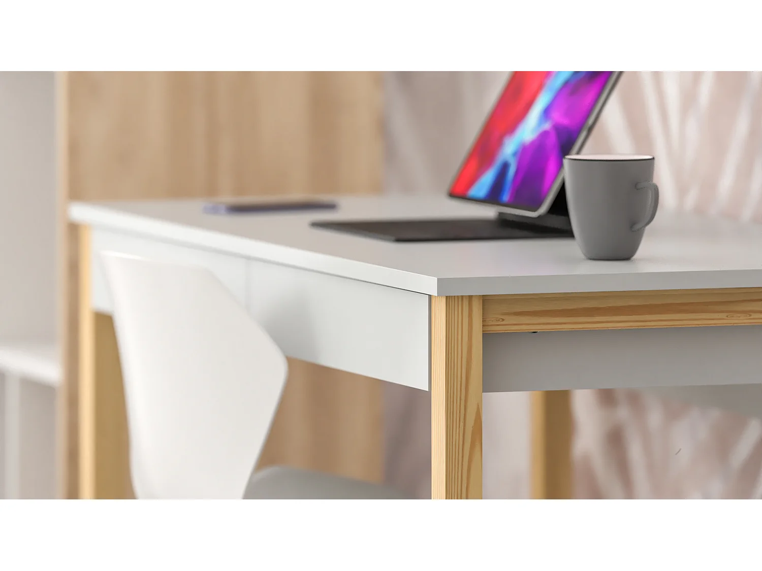 Bureau enfant en pin massif 120x60 gris