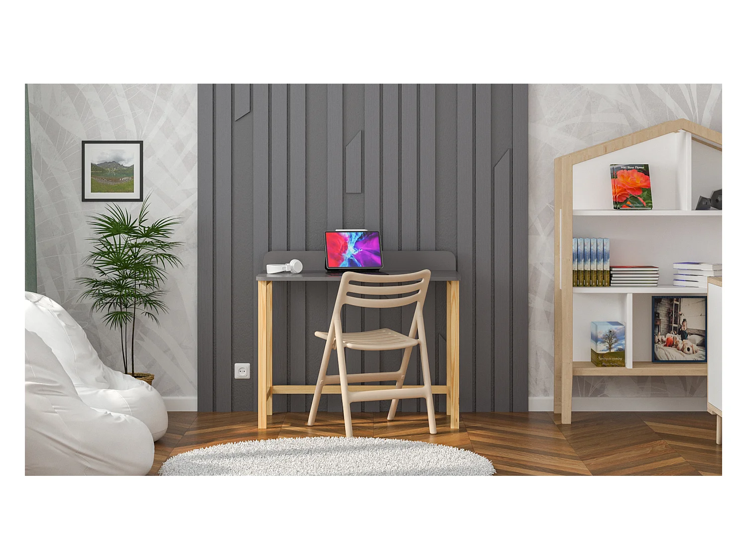 Bureau enfant en pin massif 120x60 noir