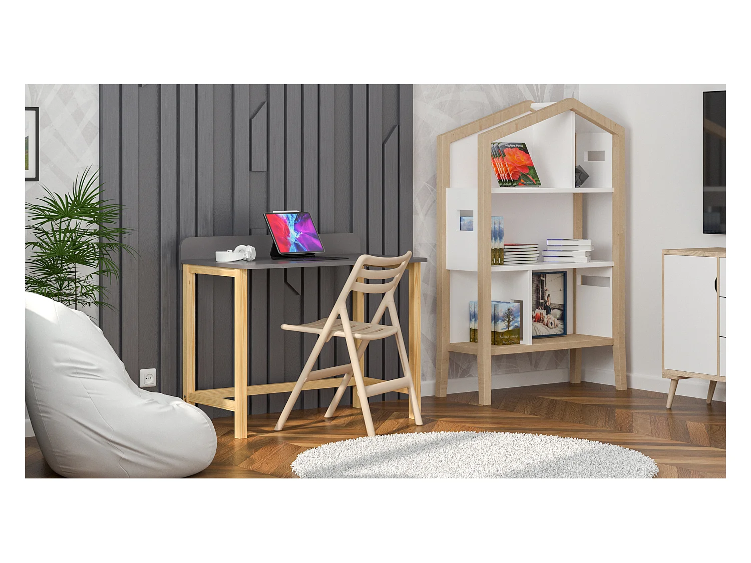 Bureau enfant en pin massif 120x60 noir