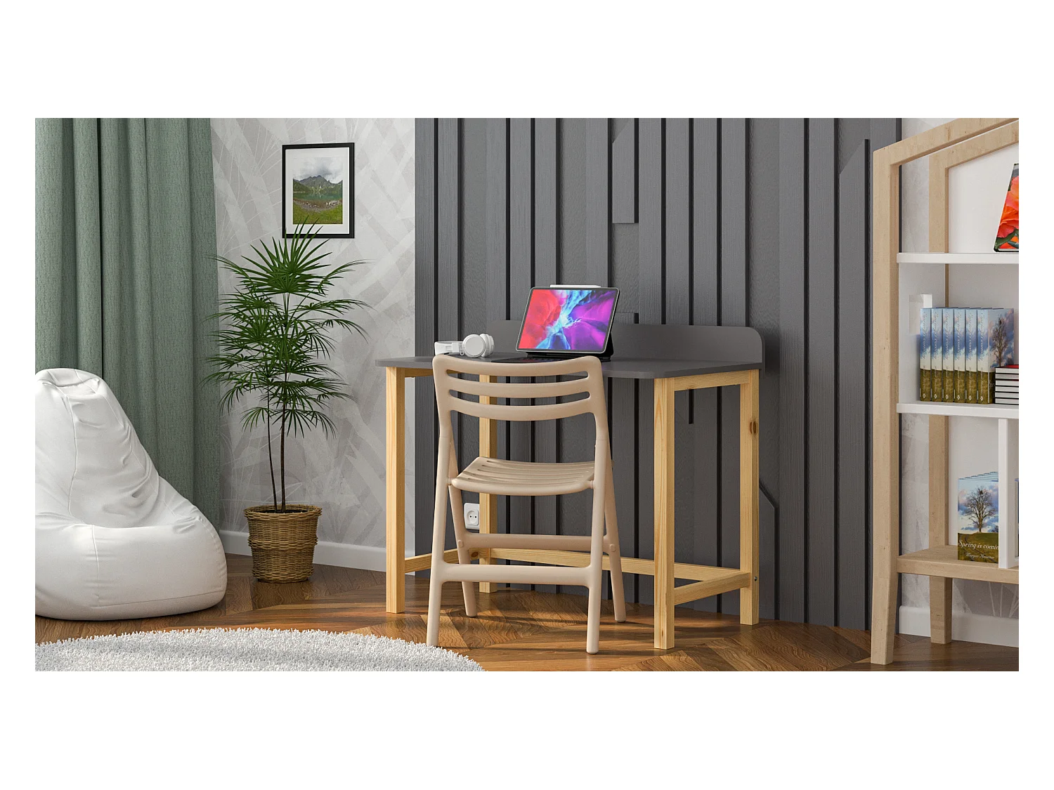 Bureau enfant en pin massif 120x60 noir