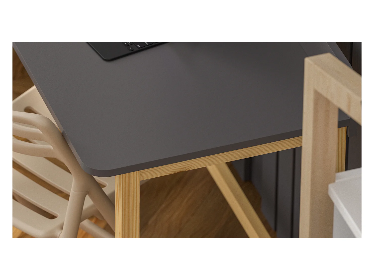 Bureau enfant en pin massif 120x60 noir