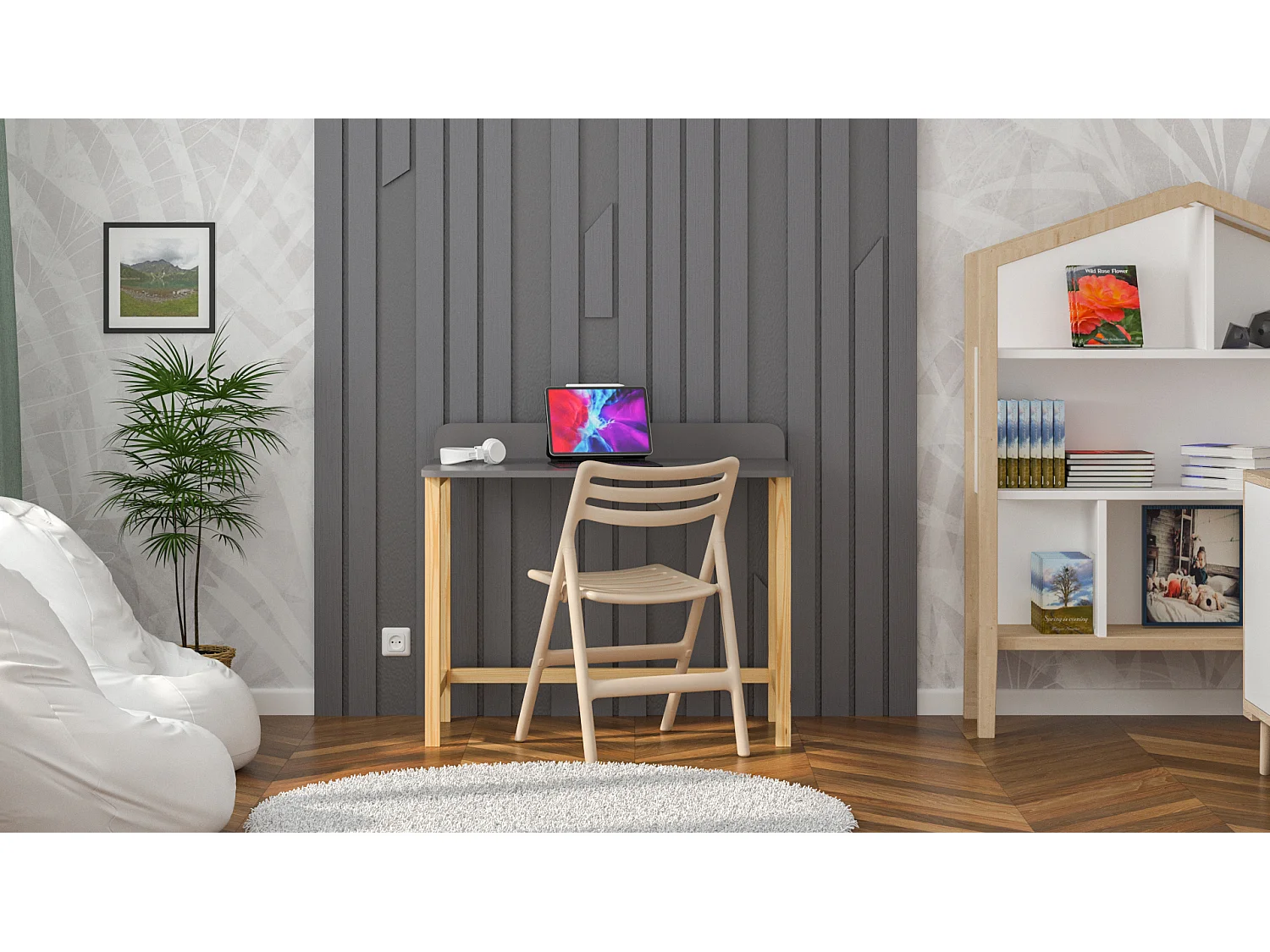 Bureau enfant en pin massif 120x60 noir