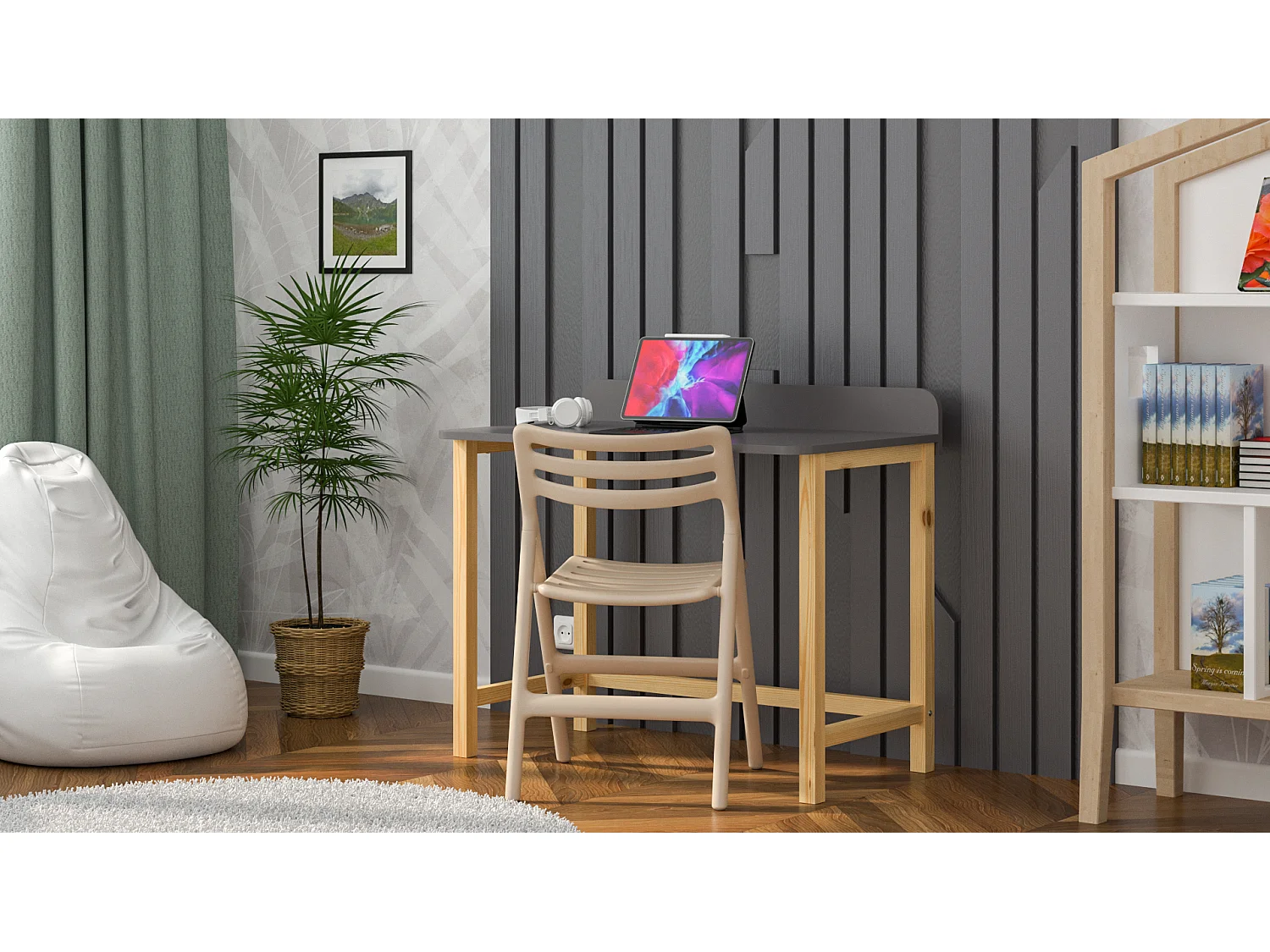 Bureau enfant en pin massif 120x60 noir