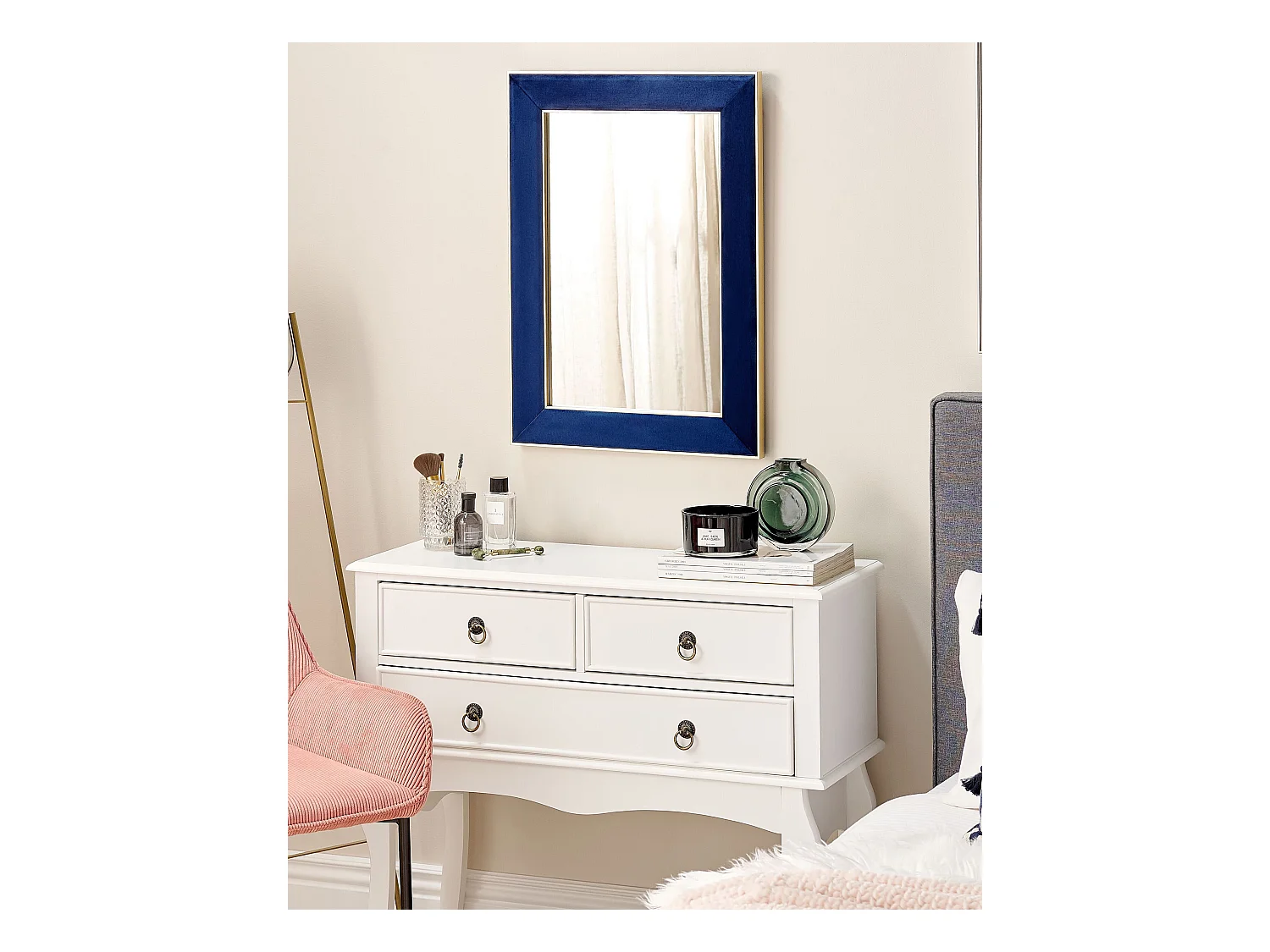 Miroir mural en velours bleu 50 x 70 cm LAUTREC