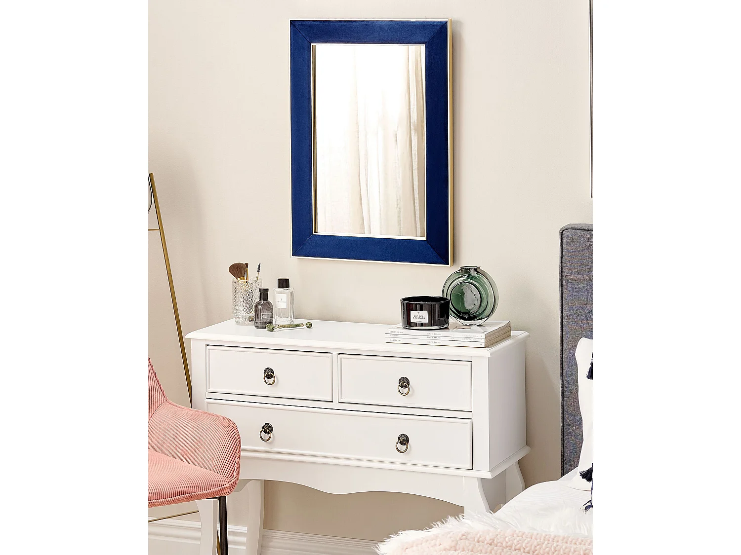 Miroir mural en velours bleu 50 x 70 cm LAUTREC