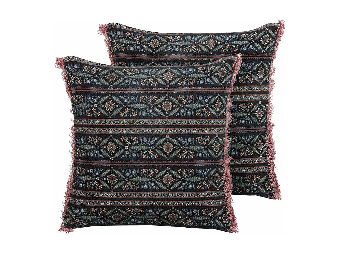 Conjunto de 2 almofadas decorativas RUTA Veludo 45 x 45 cm Multicolor Padrão floral