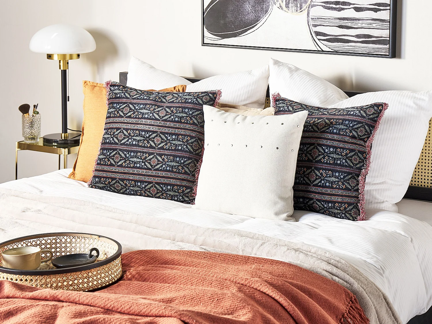 Conjunto de 2 almofadas decorativas RUTA Veludo 45 x 45 cm Multicolor Padrão floral