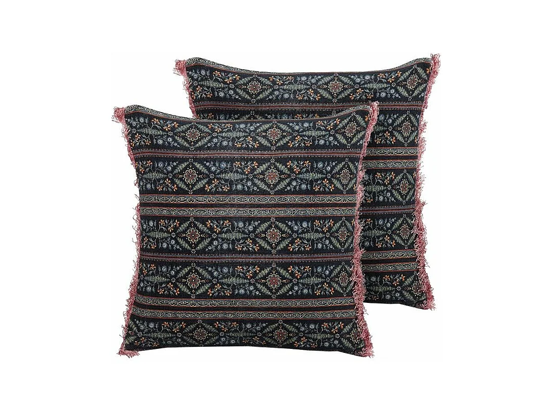 Set di 2 cuscini RUTA Velluto 45 x 45 cm Multicolore Trama floreale