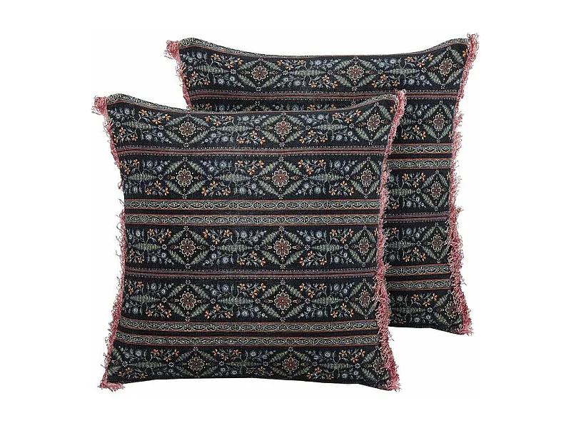 Lot de 2 coussins décoratifs RUTA Velours 45 x 45 cm Multicolore Motif floral