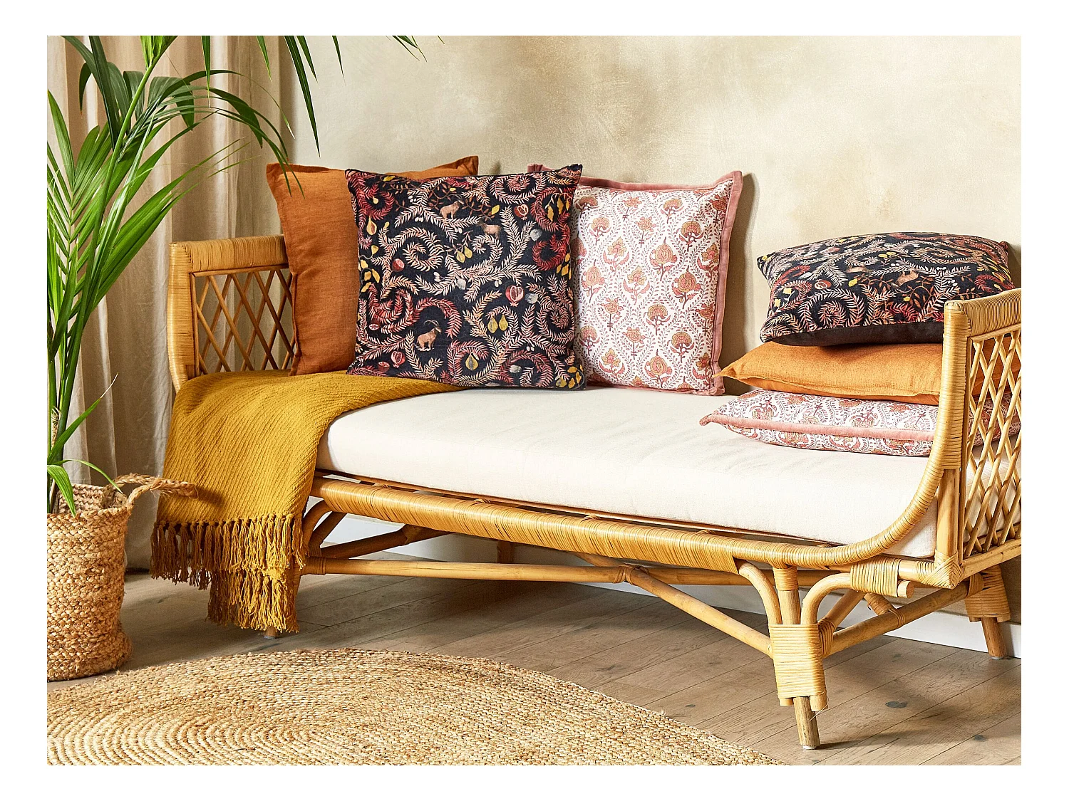 Sierkussen RICINUS Fluweel 45 x 45 cm Zwart Oosters patroon