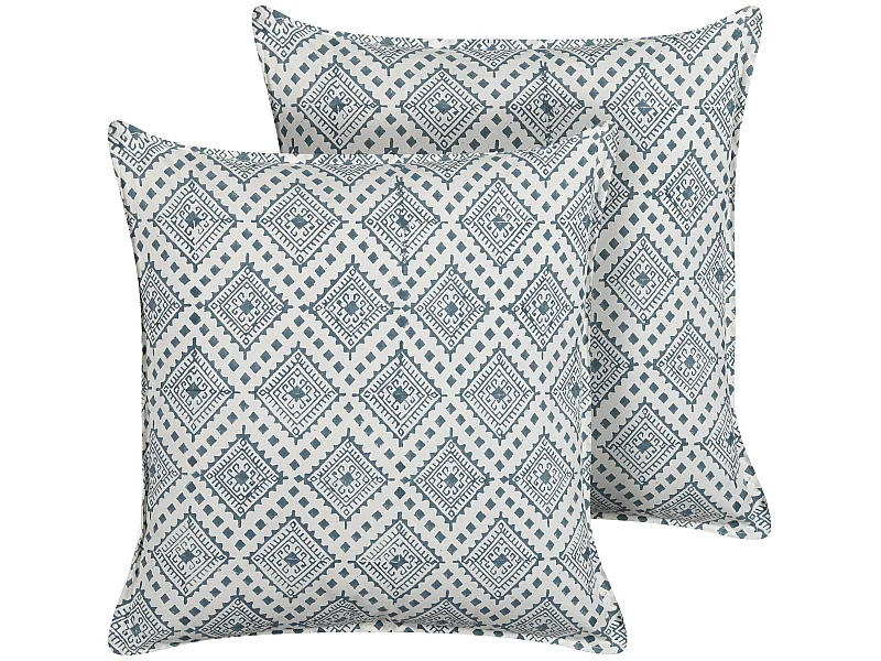 Dekokissen 2er Set mit Füllung orientalisch Baumwolle blau 45x45 cm Cordata