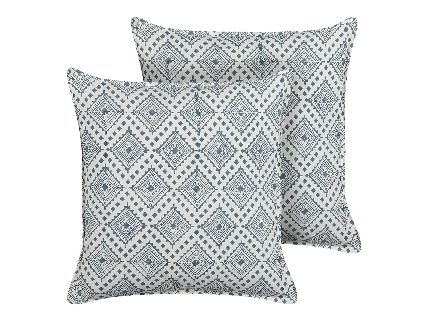 Dekokissen 2er Set mit Füllung orientalisch Baumwolle blau 45x45 cm Cordata