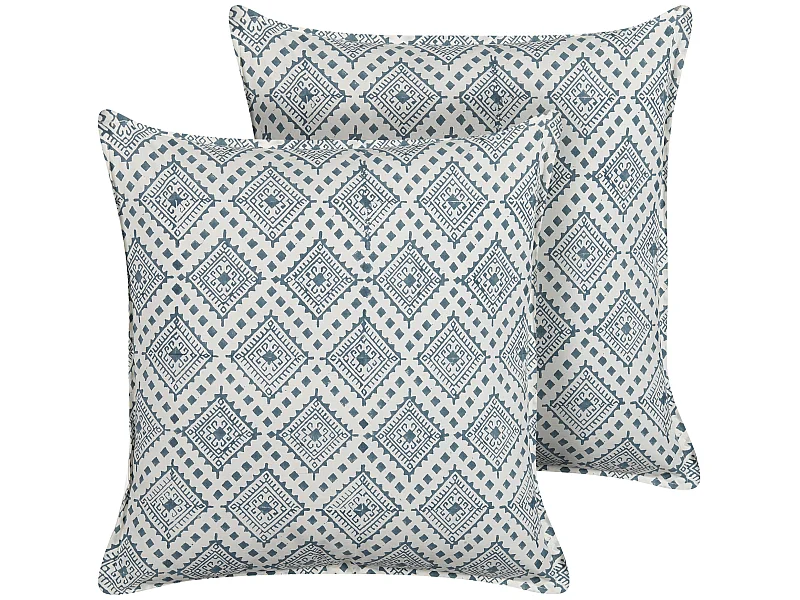 Dekokissen 2er Set mit Füllung orientalisch Baumwolle blau 45x45 cm Cordata