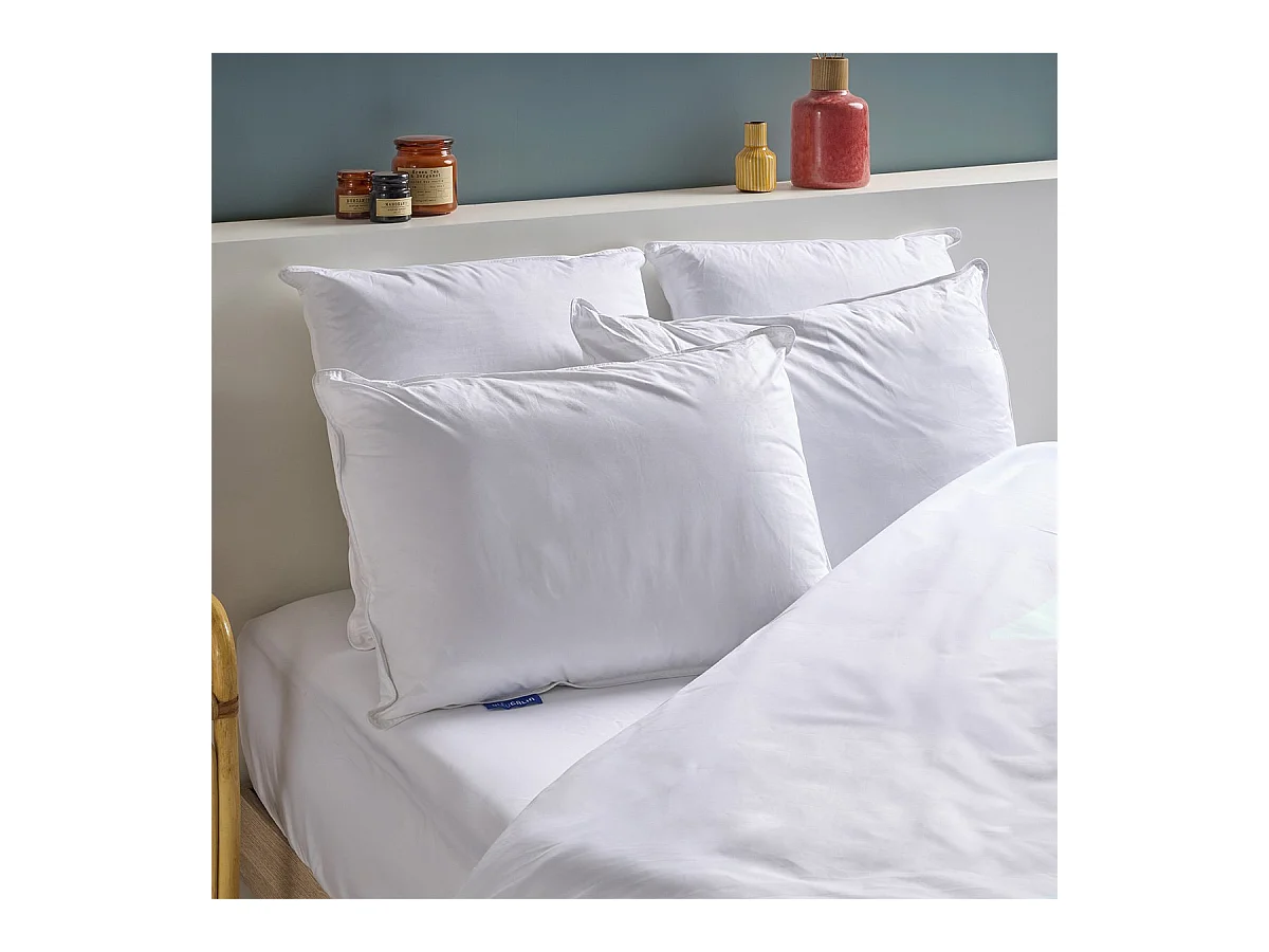 Lot de 2 Oreillers Mémoire de forme Mixte Anti-acariens - Confort réglable - 50x70cm