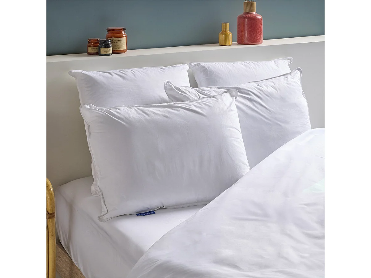 Lot de 2 Oreillers Mémoire de forme Mixte Anti-acariens - Confort réglable - 50x70cm