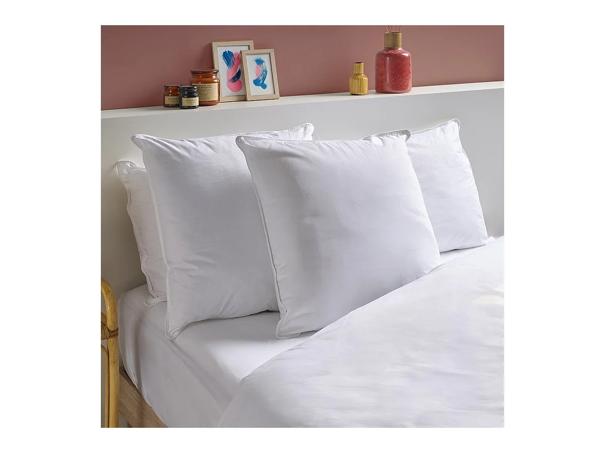 Lot de 2 Oreillers Mémoire de forme Mixte Anti-acariens - Confort réglable - 60x60cm