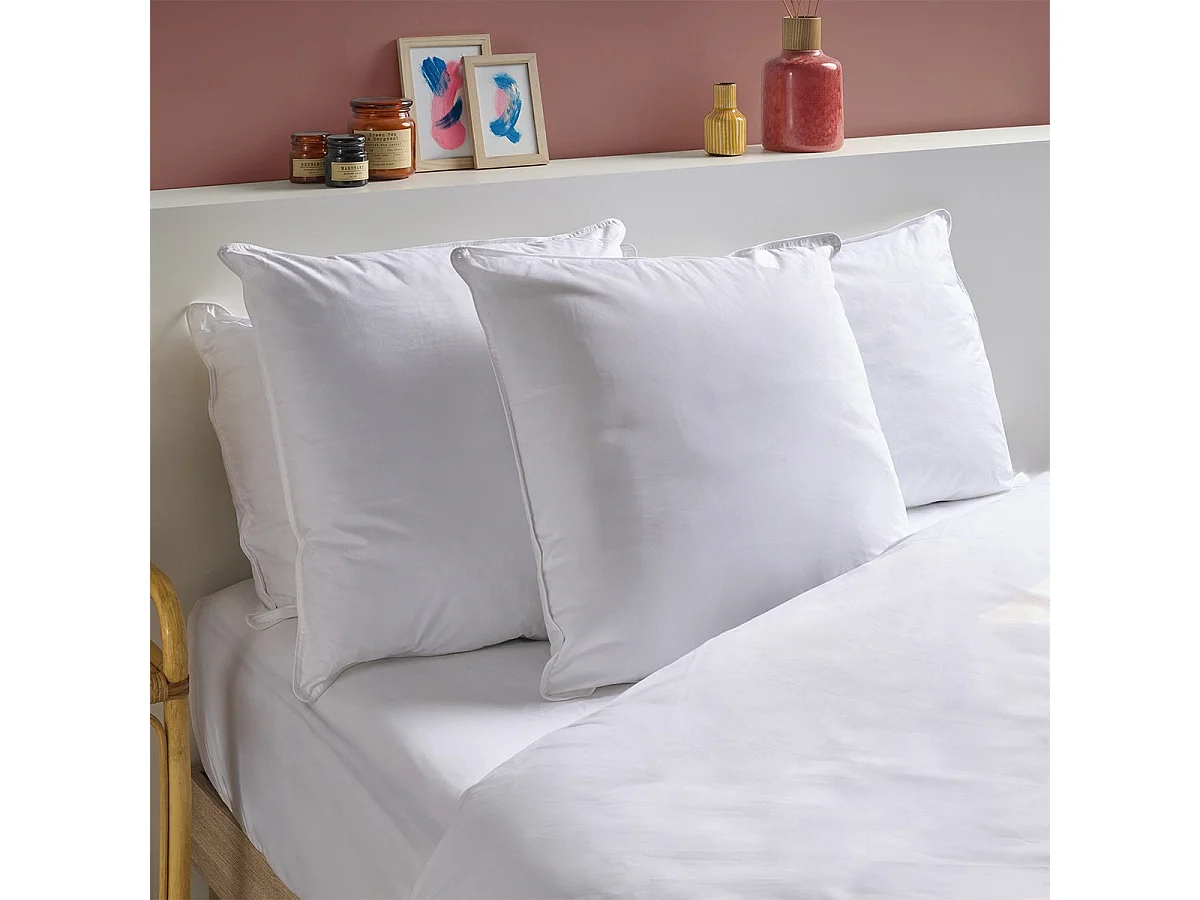 Lot de 2 Oreillers Mémoire de forme Mixte Anti-acariens - Confort réglable - 60x60cm