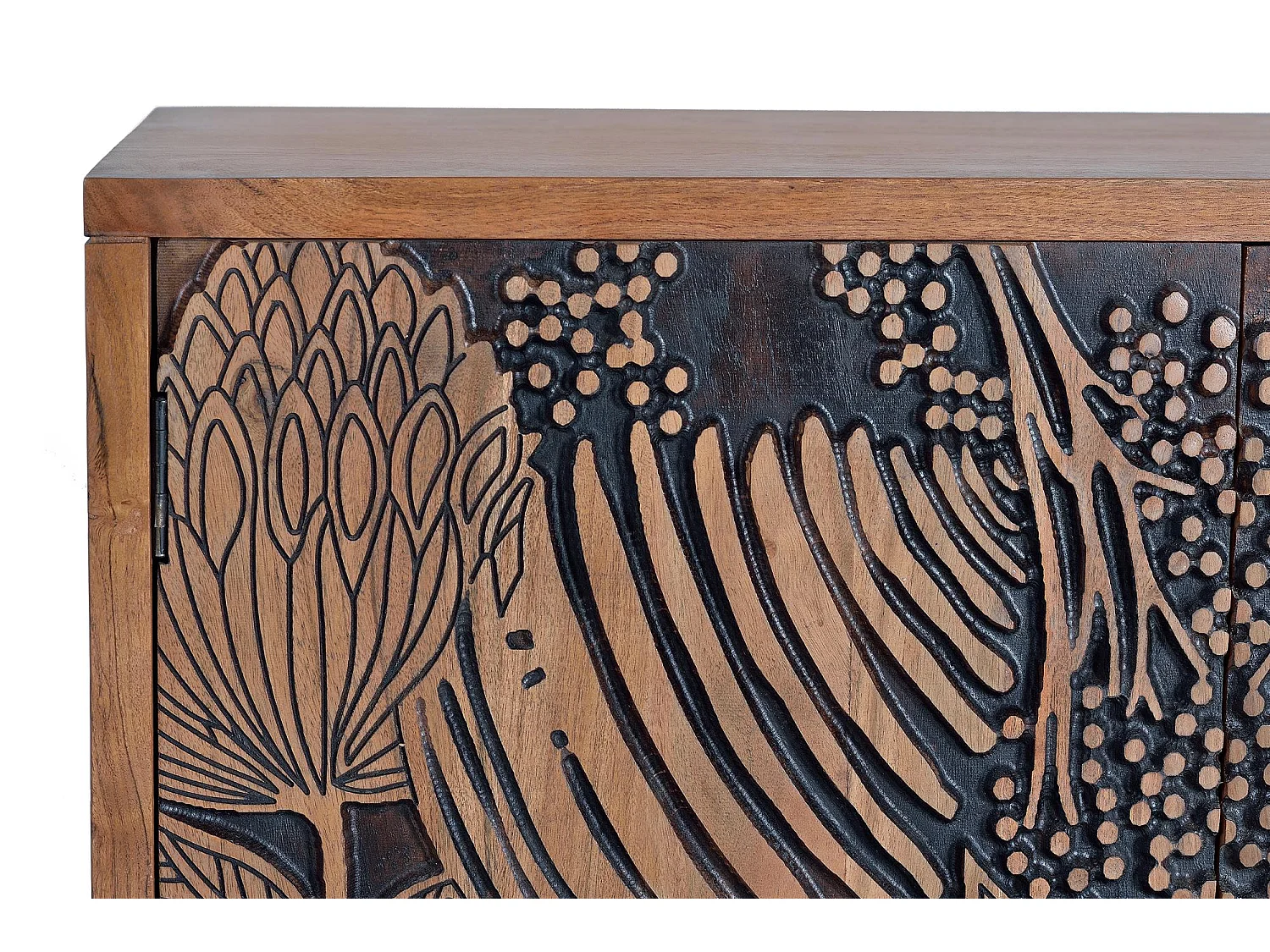 Buffet en bois d'acacia sculptée