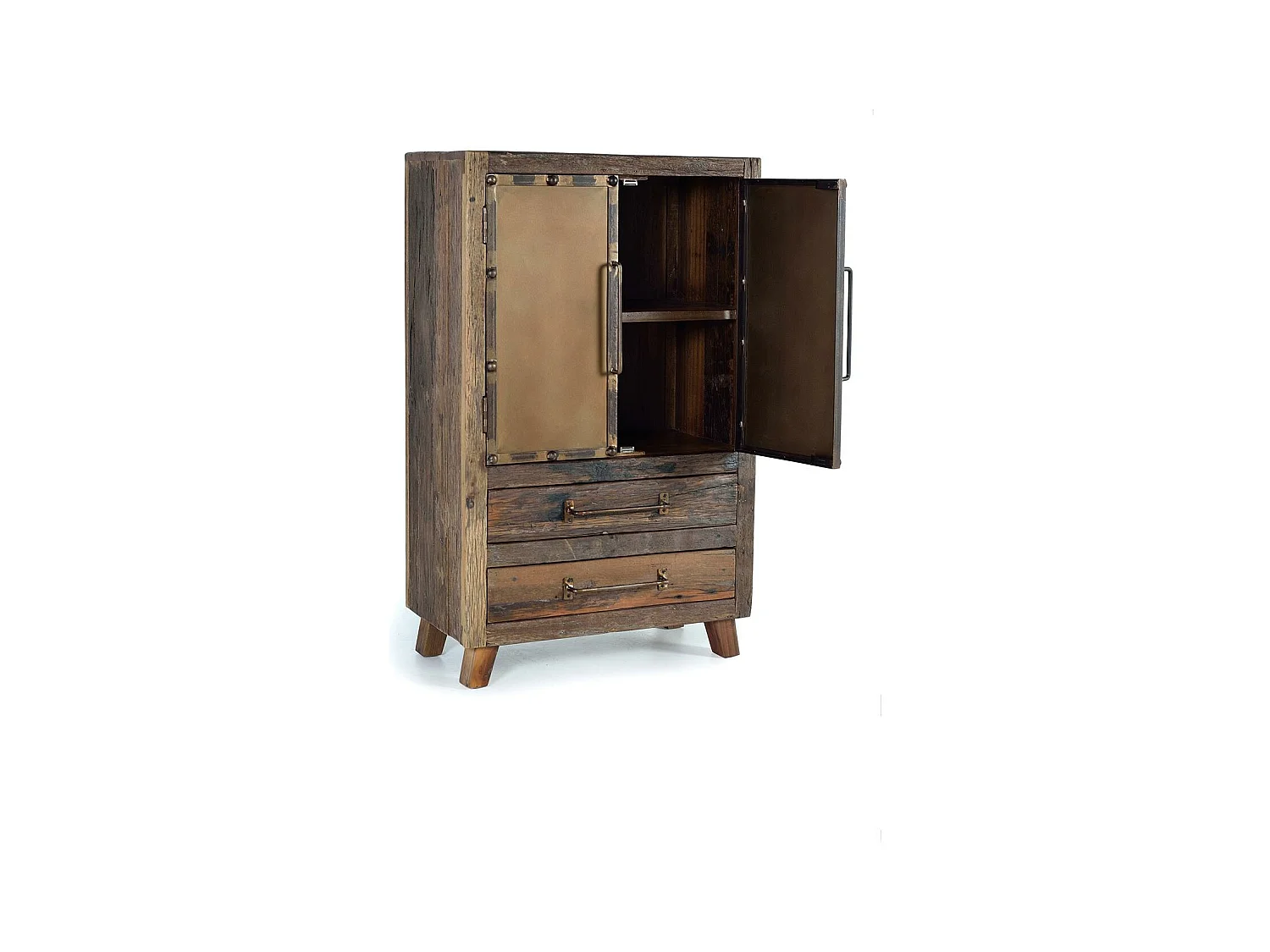 Sideboard aus recyceltem Holz und Metall