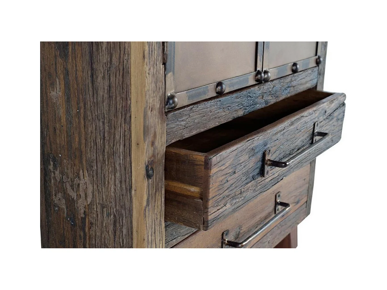 Sideboard aus recyceltem Holz und Metall