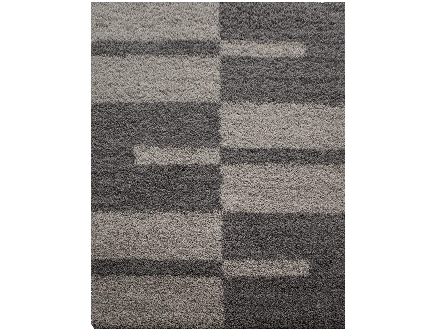 ROMA - Tapis Shaggy à motifs Traits - Taupe et Beige 200 x 290 cm