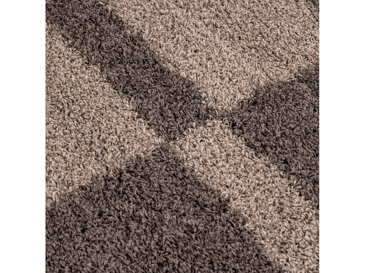 ROMA - Tapis Shaggy à motifs Traits - Taupe et Beige 200 x 290 cm