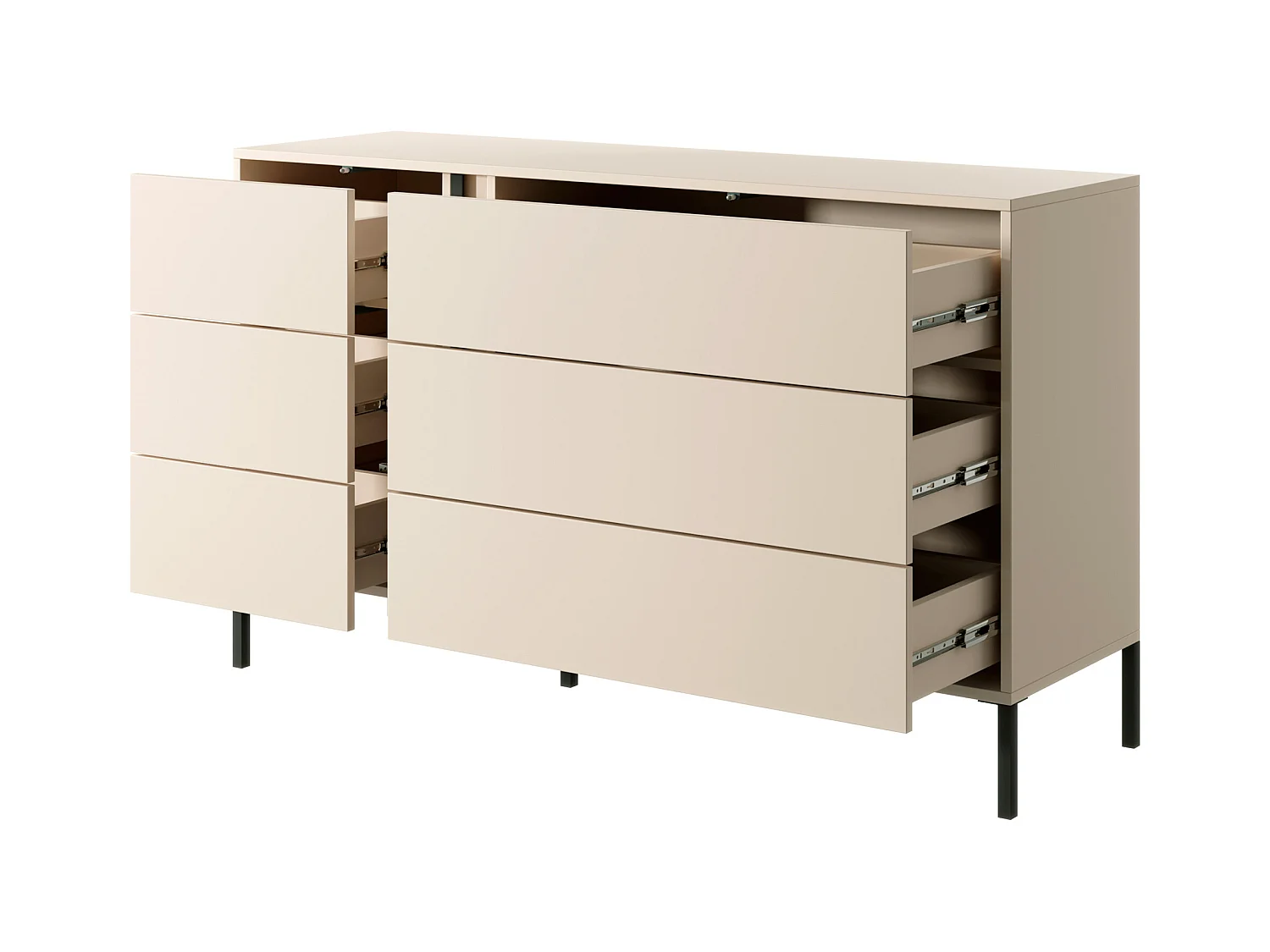 Commode 6 tiroirs - Avec LEDs - Beige - ELYNIA