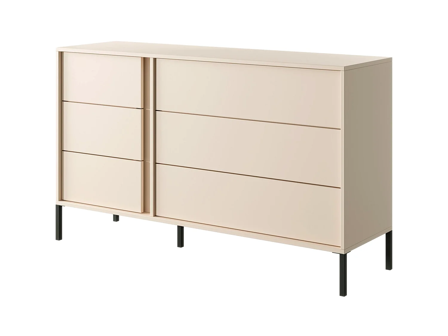 Commode 6 tiroirs - Avec LEDs - Beige - ELYNIA