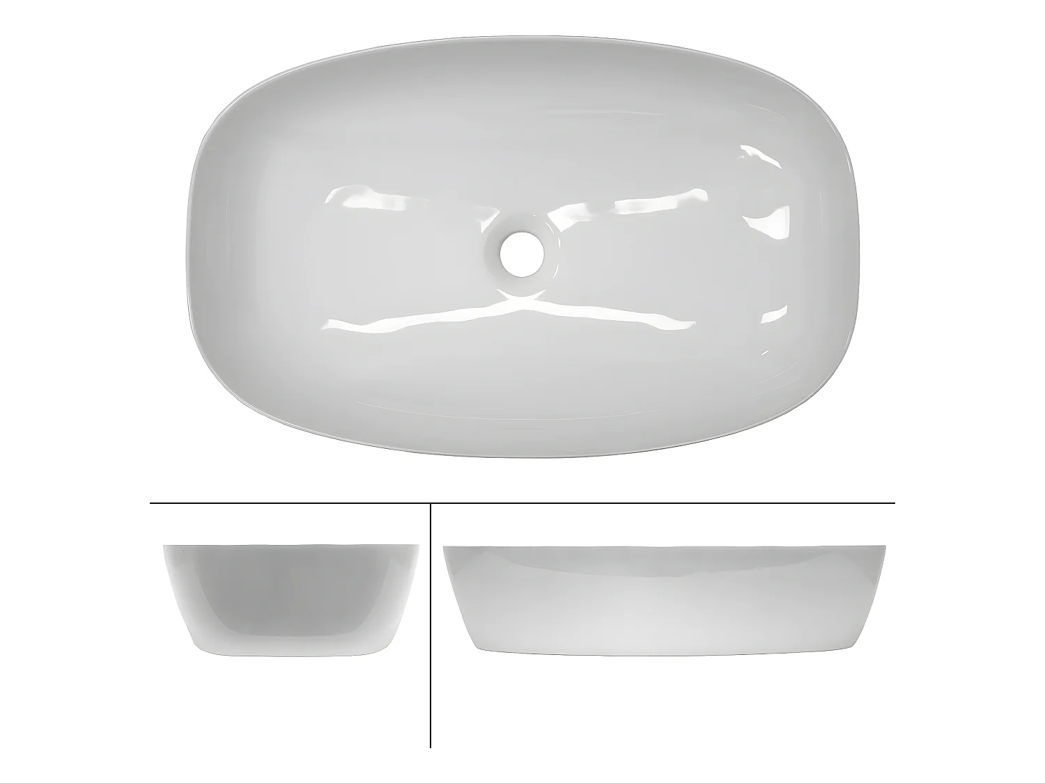 Lavabo de cerámica blanca con desagüe automático 605 x 380 mm ECD Germany