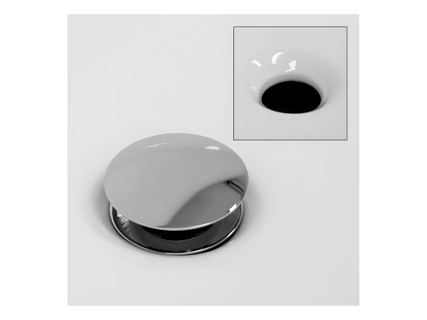 Lavabo de cerámica blanca con desagüe automático 605 x 380 mm ECD Germany